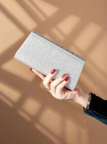 Elegant Mini Clutch Bags For Women, Shiny Envelope Bags, Metallic Evening Bags, Dress Handbags And Wallets For Women,Party Bag Perfect For Party Wedding - Silver - View 7