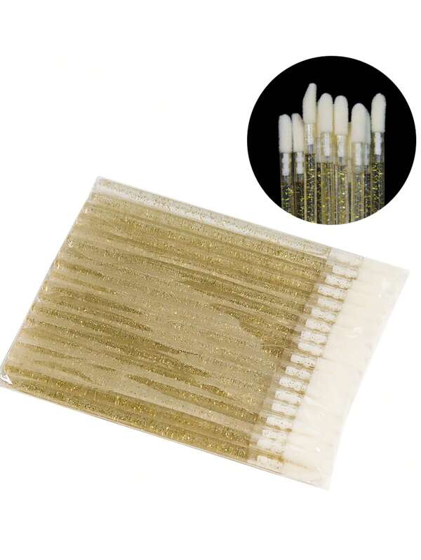 Glamlash 50 Peças Pincéis De Cílios E Sobrancelhas Glitter Bastões De Batom Escova De Lábios Sombra De Olhos Pincel De Brilho Labial Escova De Rímel