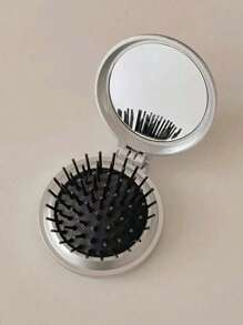 Featuring A Silver Bow Decoration 2-In-1 Foldable Comb & Makeup Mirror – Portable,Exquisite Bow Decoration, Tabletop, Contemporary Beauty Tool For Travel,Folding Comb With Makeup Mirror, Easy To Carry, Perfect For Travel Outgoing Use