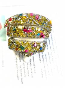 1 Roll 2cm Wide Colorful Double-Sided Rhinestone Diamond Trim, Apparel Accessory Decoration, All-Season Applicable For DIY Sandals, Wedding Dresses, Headpieces, Hats, Gorgeously Sparkling