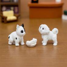 4pcs/8pcs Creative Cute Simulation Pet Dog Animal Decor Accessories Mini Figurines For Car/Desktop
