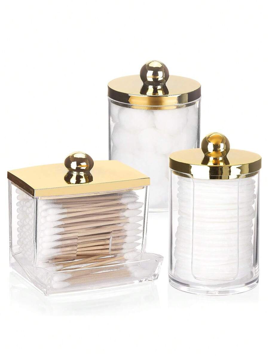 3 Packs Makeup Dispenser, Qtip Holder Dispenser Set, Medicine Bottle With Lid Storage Box For Swabs, Bath Salts, Makeup Pads, Hair Accessories