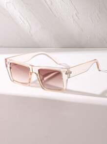 1pc New Western Style Men's Fashion Simple Square Fashion Glasses, Cyberpunk Streetwear Hip Hop Party Essential Glasses