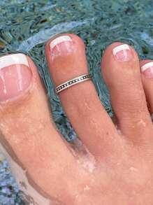 1pc Romantic White Chrysanthemums Toe Ring Ladies Jewelry For Women 925 Sterling Silver Exquisite Seaside Vacation Opening Foot Ring Fine Jewelry Gifts For Girls Vintage Party For Holiday - Style 1 - View 1