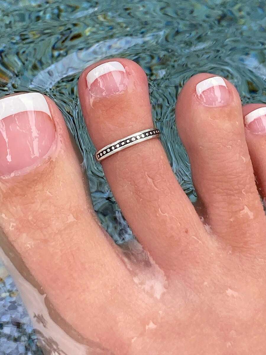 1pc Romantic White Chrysanthemums Toe Ring Ladies Jewelry For Women 925 Sterling Silver Exquisite Seaside Vacation Opening Foot Ring Fine Jewelry Gifts For Girls Vintage Party For Holiday - Style 1 - View 1