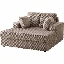 53 Inch Oversized Chaise Lounge, Upholstered Sofa Bed With Throw Pillows And Armrests, Sleeper Chair- Comfy Chair Bed For Living Room, Brown - màu nâu - Xem 7