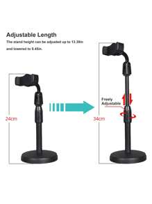 可调节手机支架，灵活倾斜式手机支架，高度和角度可调，适用于办公室、休闲、商务、家庭，兼容3.5-6.7英寸设备 - 黑色 - 查看 2