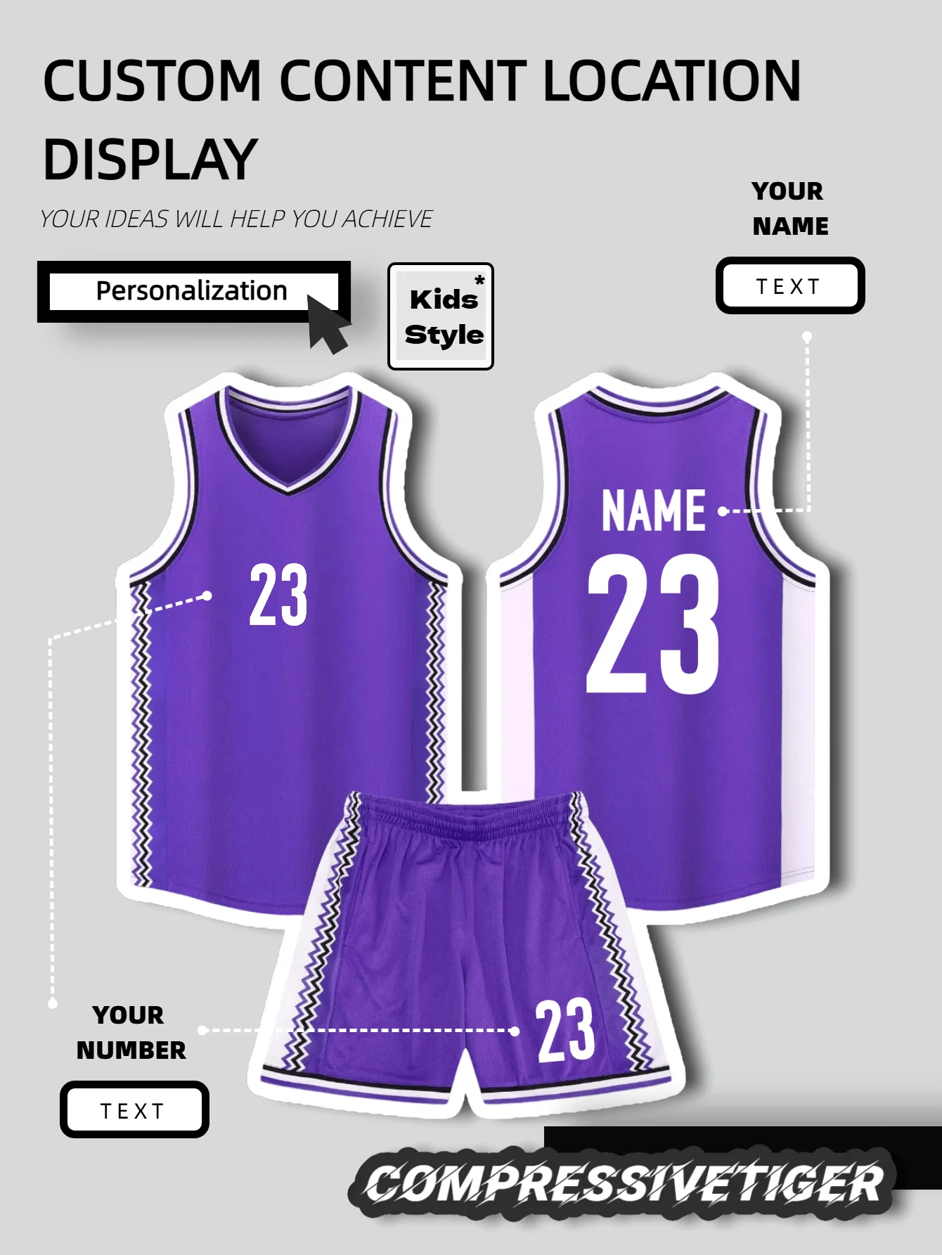 2pcs Personalized Basketball Jersey - Customizable Name And Number Print Short Sleeve T-Shirt + Shorts Co-Ord Dragon Pattern Quick-Drying Sweat-Absorbing Sports Set As Gift,Multi-Functional,Ornamental,Letter,Stylish,Modern,Colorful,Cute,Adorable,Casual,Custom,Personalised,Unique,Customized,Ideal Gifts For Him,Ideal Gifts For Her - Purple - View 1