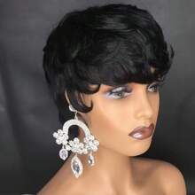 Damenperücke Perücke Damen Schwarz Women Hitzebeständiges Haar Machine Wig - Schwarz - Übersicht 7