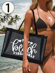 Mesh Large Beach Tote Bag, Easy Clean For Towels & Groceries,Foldable Clothes Storage Bag,Portable Versatile Beach Bag For Pool, Boat Trips, Vacation Essentials - Ideal For Summer Travel, Beach Days & Outdoor Activities - Perfect Gift For Women