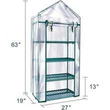 Roll-Up Zipper Door Greenhouse Replacement Cover- Clear PVC Plant Greenhouse Cover For Gardening Plants Cold Frost Protection Wind Rain Proof (No Metal Parts Only The Plastic Cover )