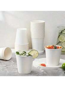 50/100pcs Mini Paper Cups - Ideal For Sampling At Supermarkets, Mouthwash, Fruit Snacks And Party Drinks - High Quality, Snack Cups, Birthday, Christmas, Hotels