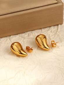 Titanium Steel 18K Gold Plated Stainless Steel Teardrop Earrings, New Stylish Network Celebrity Earrings, Cross-Border Popular Items