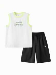 Balabala Tween Boy Short-Sleeve Set, 2025 Summer 2 Pieces Sun Protection Outfit - Original White - View 1