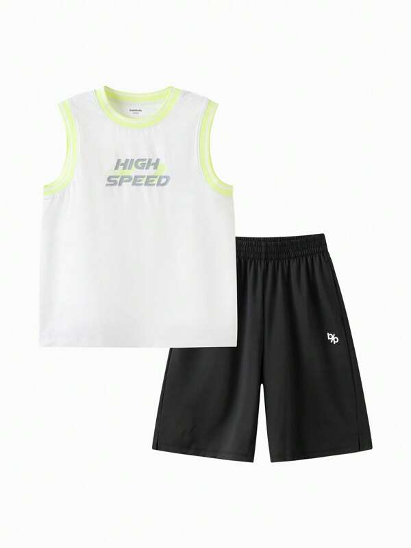 Balabala Tween Boy Short-Sleeve Set, 2025 Summer 2 Pieces Sun Protection Outfit