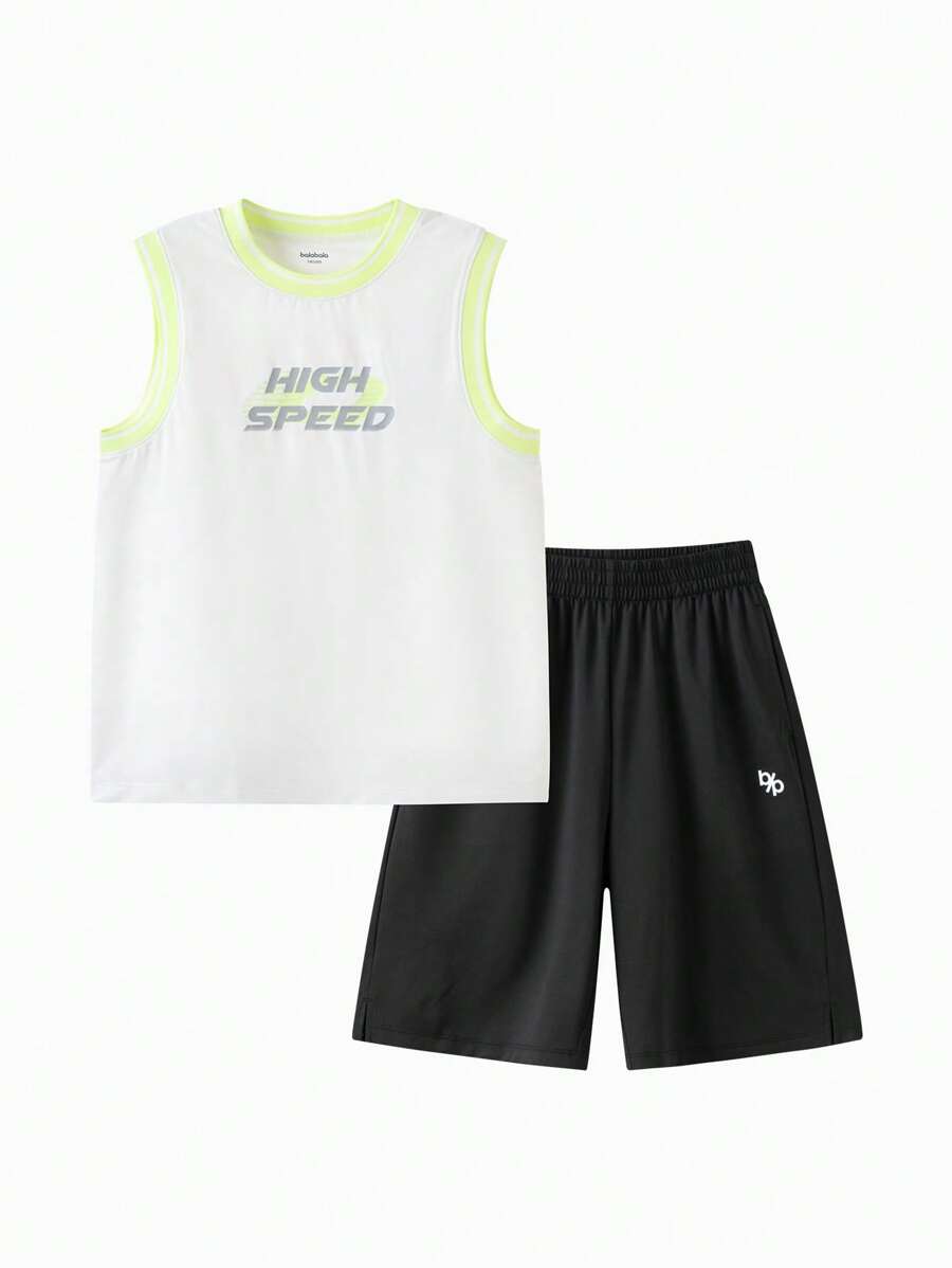 Balabala Tween Boy Short-Sleeve Set, 2025 Summer 2 Pieces Sun Protection Outfit - Original White - View 1