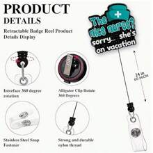 1pc Versatile Badge Reel With 360-Degree Rotation - Perfect For Nurses, Doctors, Teachers, And Students - Multicolor - View 3