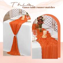 1 件米色奶酪布桌旗，波西米亚风平纹奶酪布桌布，农舍透明桌布，适合婚礼新娘、婴儿洗礼、生日或节日派对蛋糕桌装饰、浪漫宴会桌装饰 - 橘色 - 查看 2