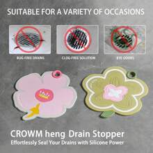 1 件花朵硅胶浴缸排水盖 - 安全浴缸塞、可爱浴室装饰、必备浴室配件、家用防臭浴室防虫塞下水道密封件防臭防臭女神 - 彩色 - 查看 5