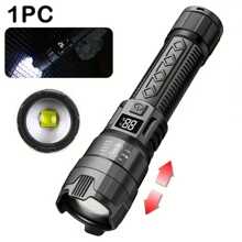1pc Strong Light LED Flashlight,Portable Waterproof RechargeableTorch, Type-C Rechargeable Multifunctional Zoom Telescopic Flashlight For Outdoor Hiking Emergency Camping