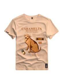 Caramel Dog T-Shirt National Print Dog Shirt - 米色 - 查看 1