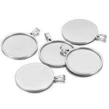2 bucăți pandantiv din oțel inoxidabil Setare de bază goală pentru cabușoane de 20-40 mm, tavă cu lunetă, accesorii pentru bijuterii DIY