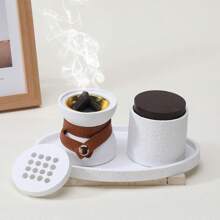 A Three Pieces Minimalist Incense Burner. Unique Design With Leather Straps. Aromatherapy Supplies. Suitable For Home Decoration, Bedroom, Living Room, Reception Room, Yoga Room, Studio, Restaurant, Party, Atmosphere Scene Decoration Supplies, Desktop Ornaments, Festival Supplies, Can Be Used As Gifts Birthday Graduation