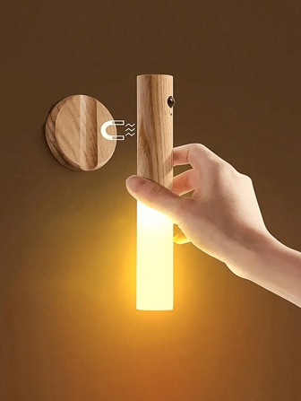 1pc/2pcs/3pcs Motion Sensor Night Light, Magnetic Wall Light, Indoor Wooden Wall Light Cabinet Light, Indoor LED Magnetic Rechargeable Light, Suitable For Corridor, Bedroom, Closet, Desk, Staircase, Cabinet