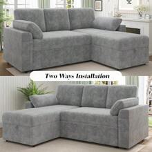 2-In-1 Sectional Sleeper Sofa With Pullout Bed And Storage, Reversible Chaise Couch For Apartment Living Room - 3 Seat Convertible Couch - Xám - Xem 7