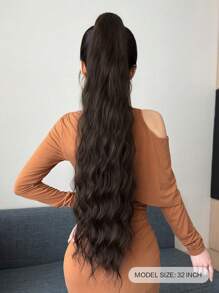 Claw Ponytail Extension Hair Brown Color 32 Inch Long Water Wave Heat Resistant Fiber Synthetic Ponytail Hairpiece For Girl Women Daily Used