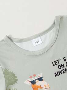 2pcs Young Boy Random Animal Print Short Sleeve Tops & Shorts Set, Casual Fashion Summer 2025 New Arrival