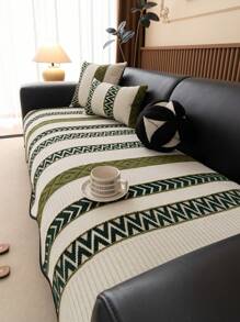 1 件不对称雪尼尔沙发垫，防滑沙发套，适合所有季节 - 綠色 - 查看 5