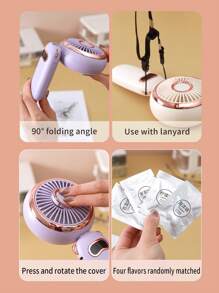 AOYI 1 1200 毫安时锂电池可充电便携式无刷电机手持式五档调节带香薰迷你风扇带 USB 充电线和底座手机支架功能 + 挂绳