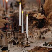 1-12 Pcs LED Flameless Candles Flickering, Battery Powered Led Taper Candles Flickering, Flameless Candles Led Electronic Candles Fake Candles For Wedding Decor, Party, Table, Home, Room, Christmas Decorations, Thanksgiving Decor, Halloween Decor