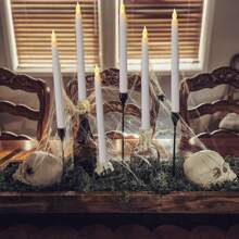 1-12 Pcs LED Flameless Candles Flickering, Battery Powered Led Taper Candles Flickering, Flameless Candles Led Electronic Candles Fake Candles For Wedding Decor, Party, Table, Home, Room, Christmas Decorations, Thanksgiving Decor, Halloween Decor