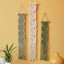 1pc Macrame Wall Hanging Bohemian Decor, Hand-Woven Leaf Shape Colorful Tassel Wall Tapestry - Multicolor - View 8