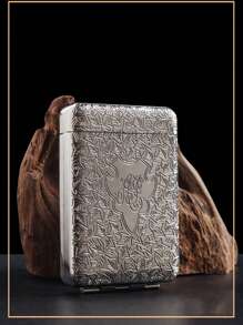 New 3-Slot Metal Cigarette Case Holder, 16-Capacity, Engraved Design, Crush Resistant, Inspired By