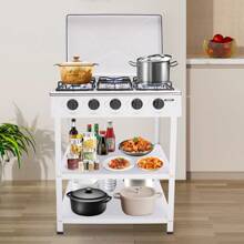 Natural Gas Stove With 5 Burners, Portable Natural Gas Stove - trắng - Xem 4