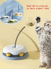 1pc Cat Snack Ball Feeder Toy With Spring Playplate, Self-Entertainment Cat Toy