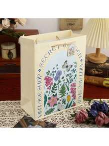 6件复古礼品手提袋母亲节情人节礼物包装袋复古轻奢白牛皮压花礼品袋生日礼物包装纸袋高颜值女神节手提袋 - 彩色 - 查看 11