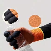 8pcs Men'S Winter Work Gloves, Waterproof Nylon, Non-Slip Insulated, Washable, Cold And Wear Resistance, Yellow, For Outdoor Cold Weather Tasks
