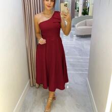 Zero Sleeve Midi Dress 00209 - Burgundy - View 1