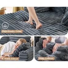 53 Inch Oversized Chaise Lounge, Upholstered Sofa Bed With Throw Pillows And Armrests, Sleeper Chair- Comfy Chair Bed For Living Room, Grey - 灰色 - 查看 4
