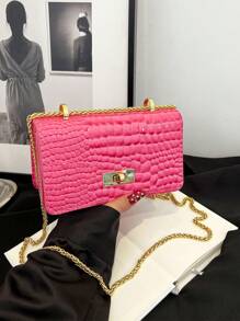 1pc Fashionable And Simple Popular Bag, Stone Pattern, Fashionable Crossbody, Stylish Shoulder Crossbody Bag, Pu Material, Magnetic Buckle Flap Closure, Suitable For Girls To Go Shopping, Daily Use, And Attend Parties, Sweet And Cute Solid Color Matching, Fashionable And Versatile Square Bag Shape, Elegant, Simple And Exquisite Crossbody Bag, It Is A Good Choice As A Gift For Little Girls - Solid Color Crossbody Bag - View 11