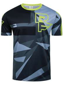 TELEYI Men's Summer Casual Fashion T-Shirt With Vibrant Motorcycle Print, Short Sleeves, Crew Neck - Polyester, Non-Transparent, Knit Fabric, Summer Casual Wear|Dynamic Design Shirt|Smooth Texture Tee