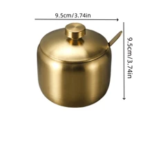 1pc Stainless Steel Seasoning Jar Set With Spoon - Gold Kitchen Condiment Containers For Salt, Pepper, Sugar & Spices - Bbq & Restaurant Essentials,School Supplies - Multicolor - View 14