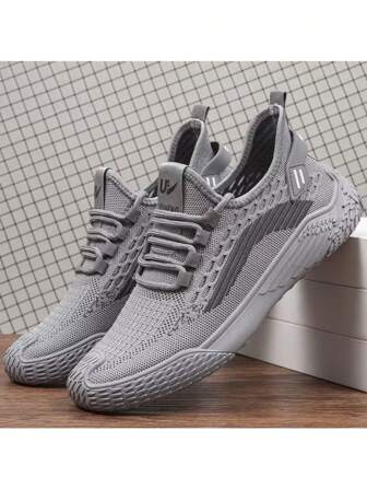 男士透气跑步鞋，时尚透气运动鞋，舒适防滑柔软外底，适合户外活动、训练、徒步旅行