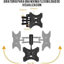 Universal TV Wall Mount For 17-42 Inch TV Up To 30kg, Swivel Tilt Telescopic TV Wall Mount, MAX VESA 200x200mm, VESA Monitor Mount, Swivel TV Arm - 黑色 - 查看 10