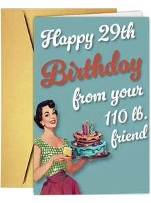 1Pc,Vintage Style Birthday Wish Card, Suitable For Giving To Best Friends - Humorous 29th Birthday Wish With Envelope, Perfect For Women's Birthday Gifts, Friendship Celebrations, Small Business Thank-You Cards
