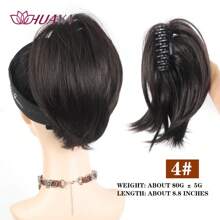 短直爪夹马尾辫接发，凌乱假发髻爪夹发片，女士凌乱发髻发圈，女孩（棕色混合灰金色） - 彩色 - 查看 17